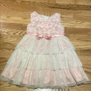 Bonnie Jean Pink and White Scoop Neck Sundress for Prom